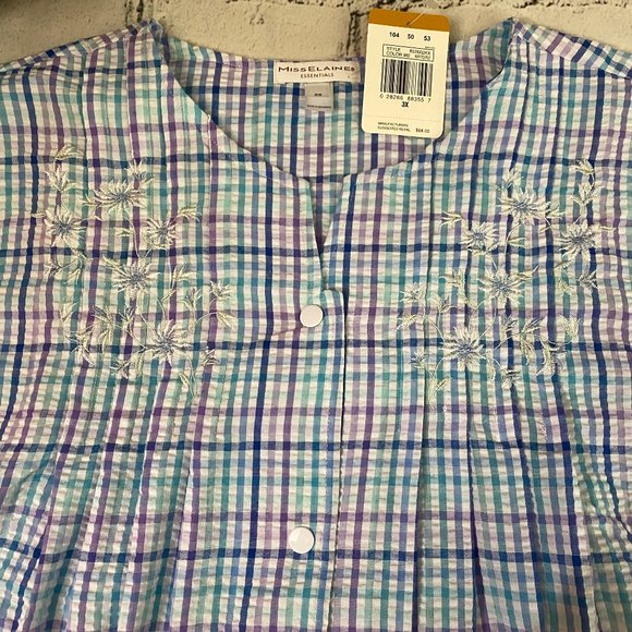 Miss Elaine Seersucker Robe Duster 3X - Picture 8 of 11